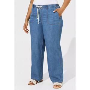 Torrid Pull On Mid Rise Wide Leg Light Weight Jean Womens Plus Size 4X New
